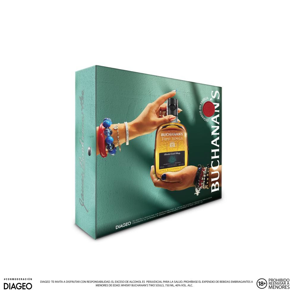 Whisky BUCHANAN S pack 2 vasos de vidrio + two souls  (750  ml) img #2