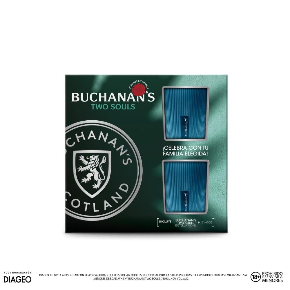 Whisky BUCHANAN S pack 2 vasos de vidrio + two souls  (750  ml) img #3