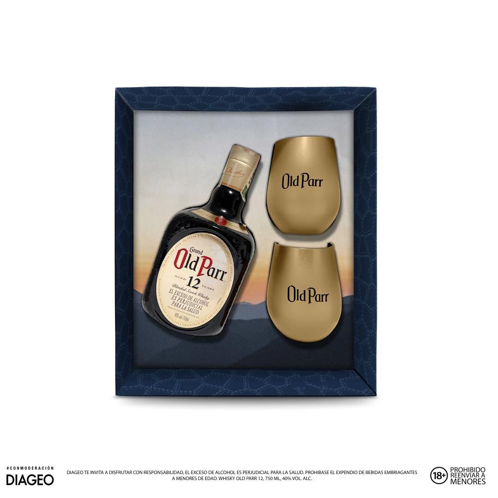 Whisky OLD PARR 2 vasos de vidrio + botella 12 años 12 Años (750  ml) img #2