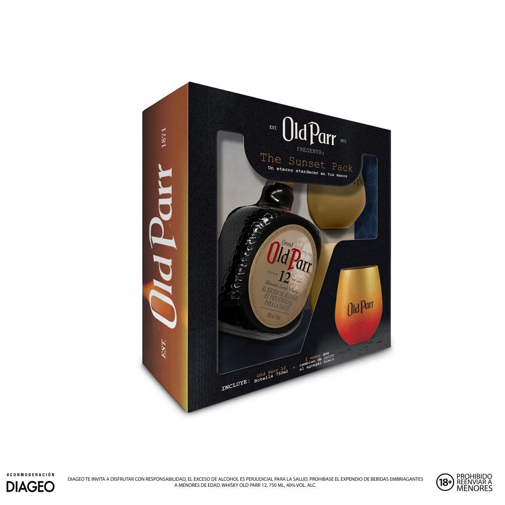 Whisky OLD PARR 2 vasos de vidrio + botella 12 años 12 Años (750  ml) img #3