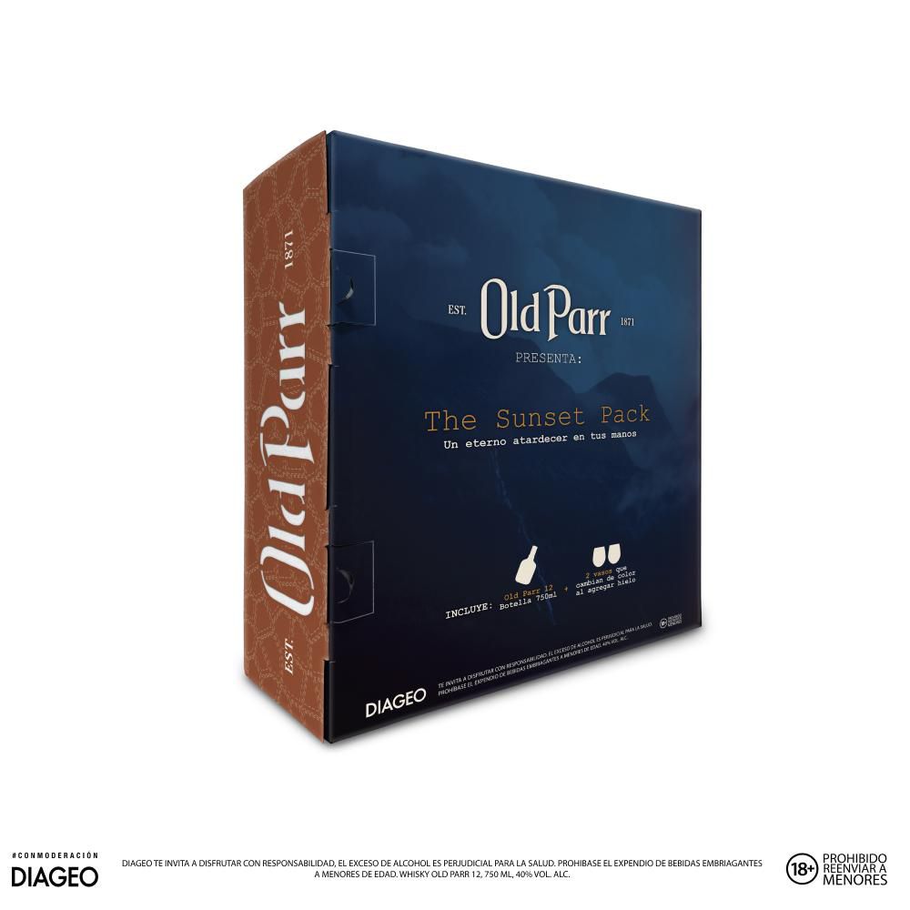 Whisky OLD PARR 2 vasos de vidrio + botella 12 años 12 Años (750  ml) img #4