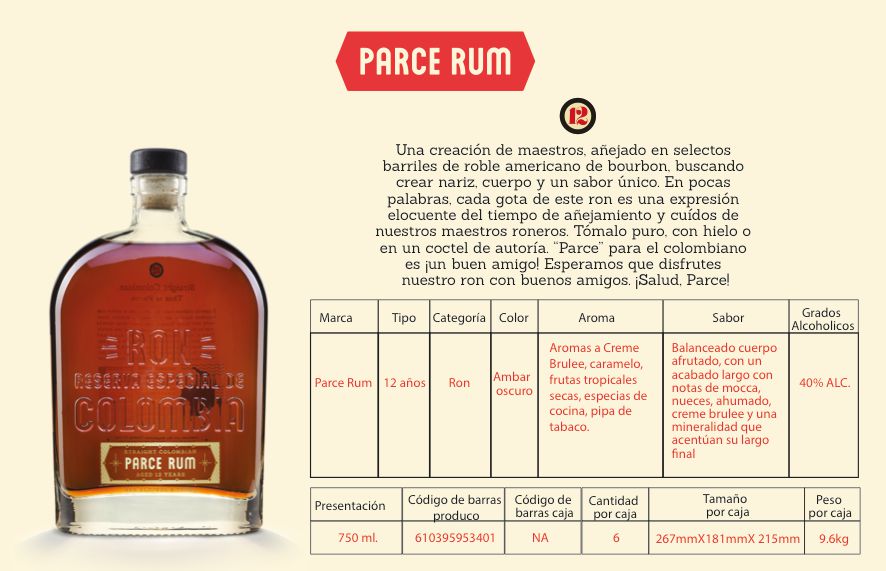 Ron PARCE RUM Añejo 12 años botella (750  ml) img #2