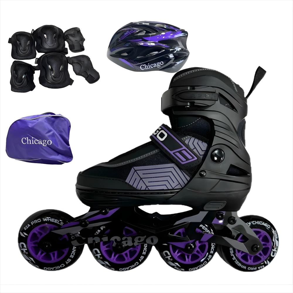 Patines En Línea Semiprofesionales Bota Blanda Talla L 37 40 Morado Tipo Panel img #1