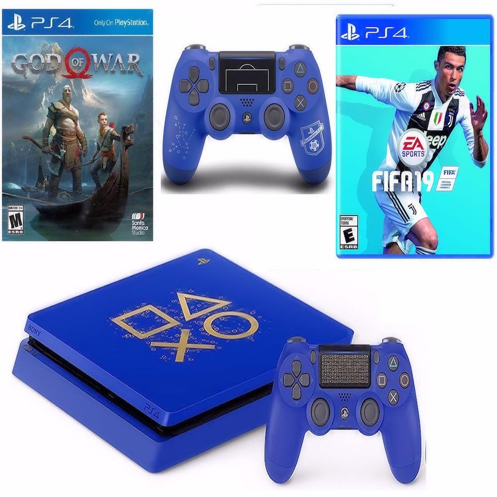 Ps4 Slim Azul 1Tb + Fifa19 + Control Champions + Control+Gow img #1