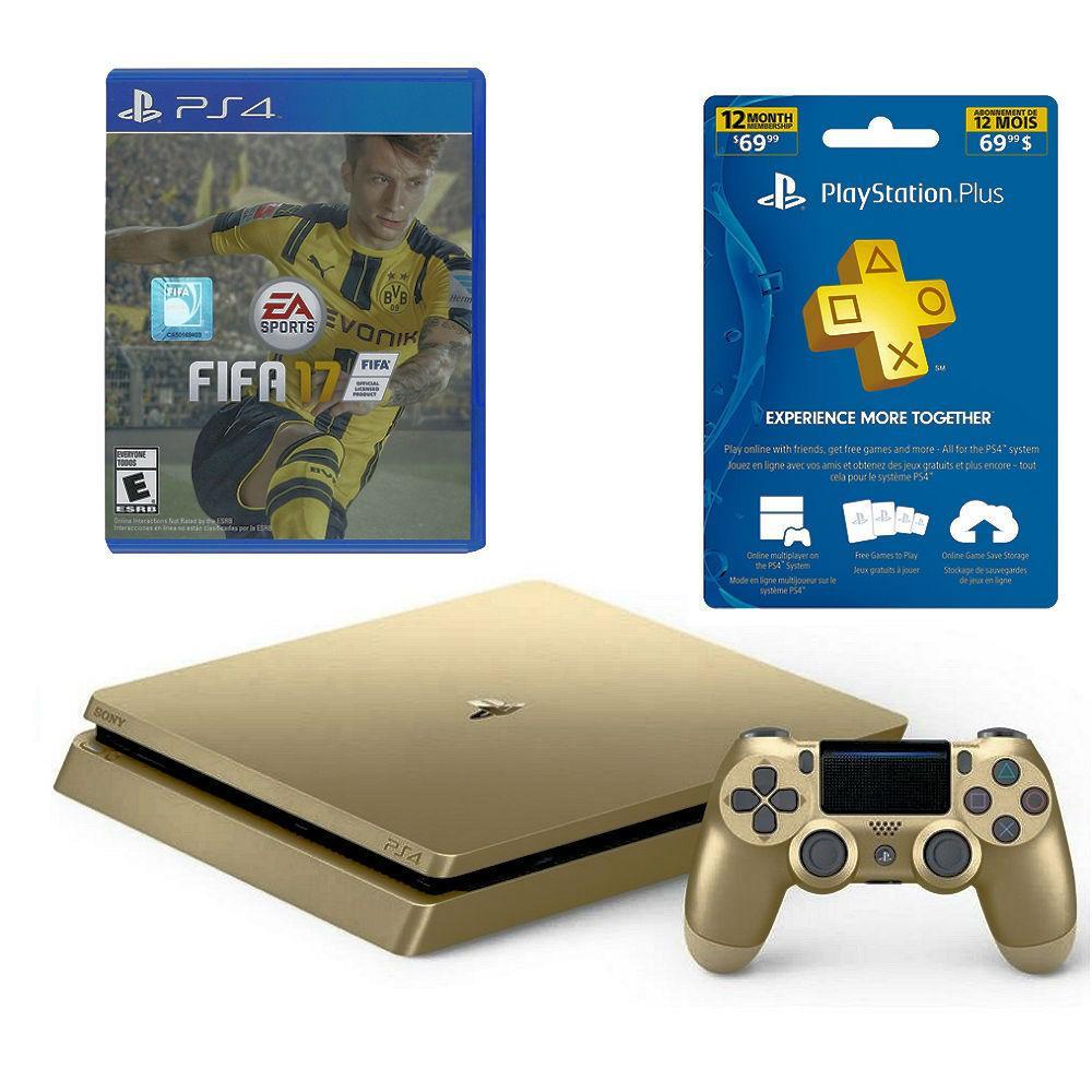 Consola Ps4 Slim 1Tb Dorada + Fifa 17 + Psn Plus 1 Ano img #1