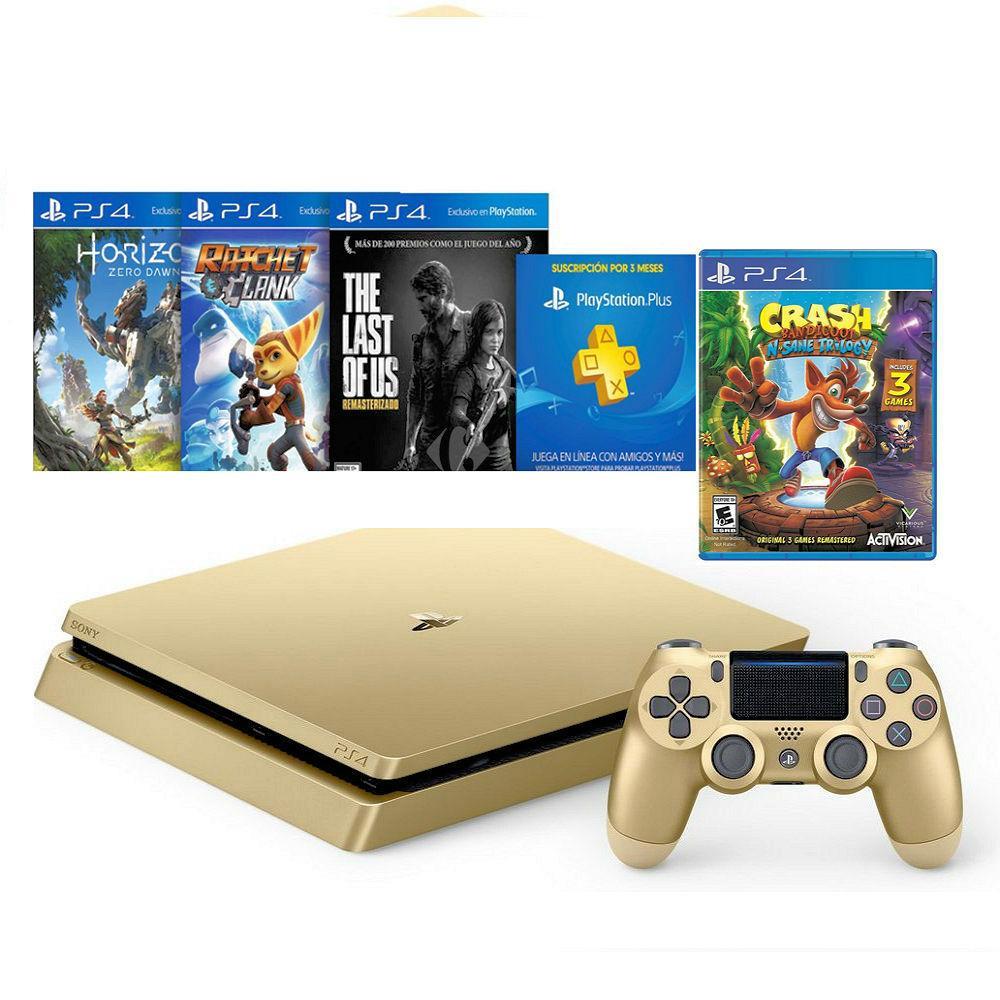 Consola Ps4 Slim 1Tb Dorada + 4 Juegos + Psn 3 Meses img #1