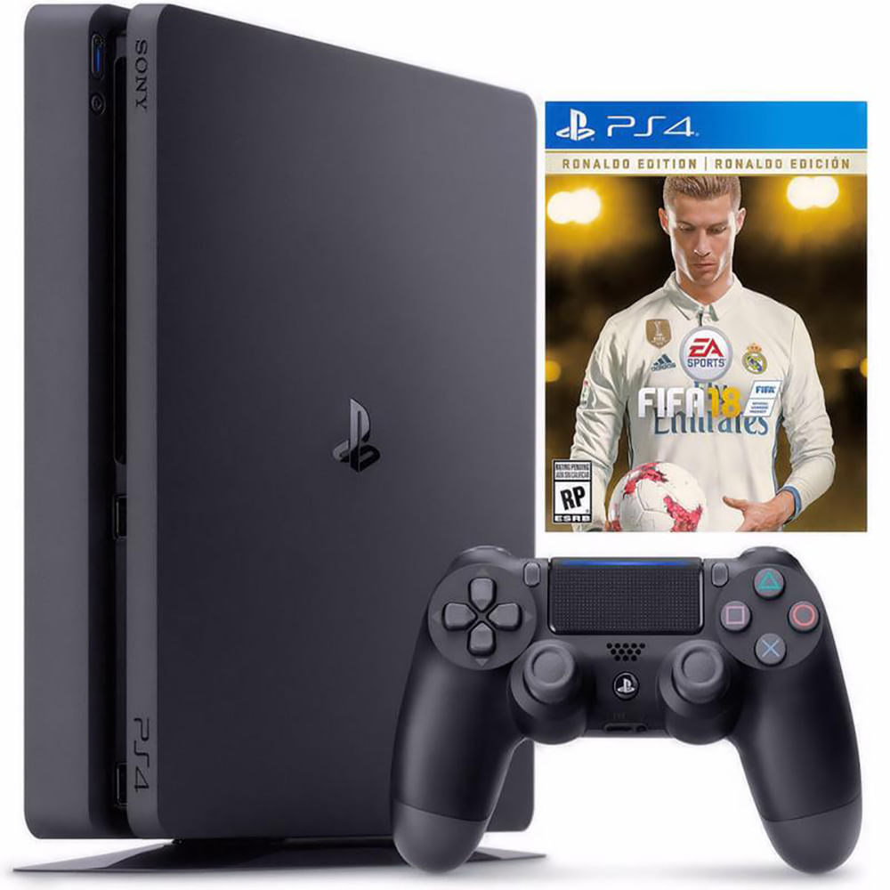 Consola Ps4 Slim 1 Tb + Fifa 18 Edición Ronaldo + Control img #1