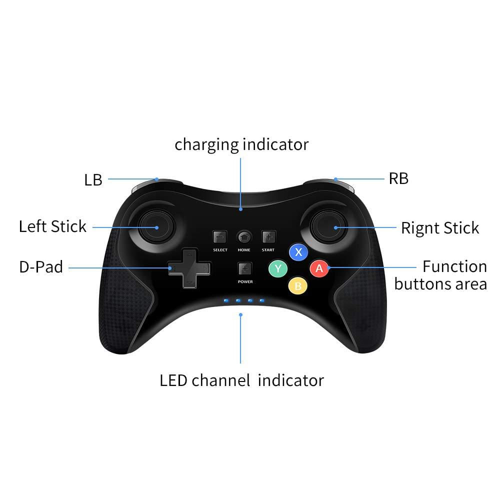 Controlador Remoto Inalámbrico Wii U Pro De Carga Usb img #2