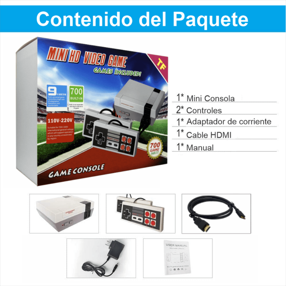 Mini Consola Retro Nes Clásica 700 Juegos 8Bit Full Hd Hdmi Tf img #5