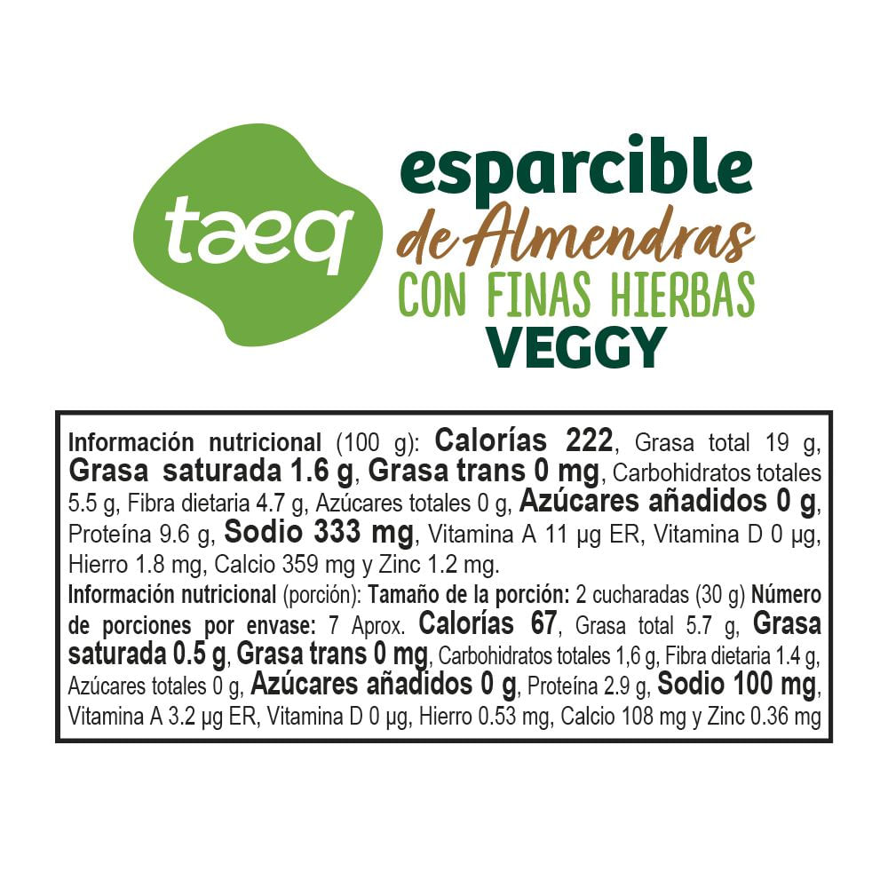 Esparcible TAEQ de almendras con finas hierbas (200  gr) img #2