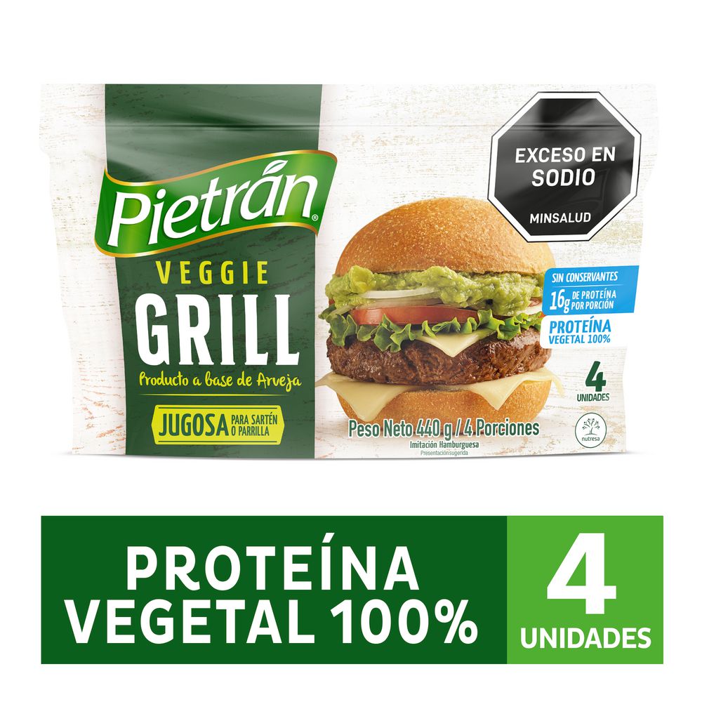 Carne hamburguesa PIETRAN veggie grill a base de arveja (440  gr) img #2