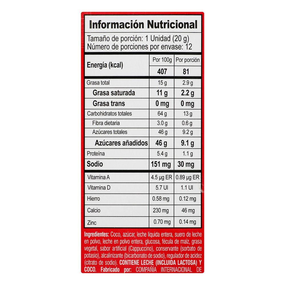 Panelitas COPELIA Sabor Capuccino (240  gr) img #2