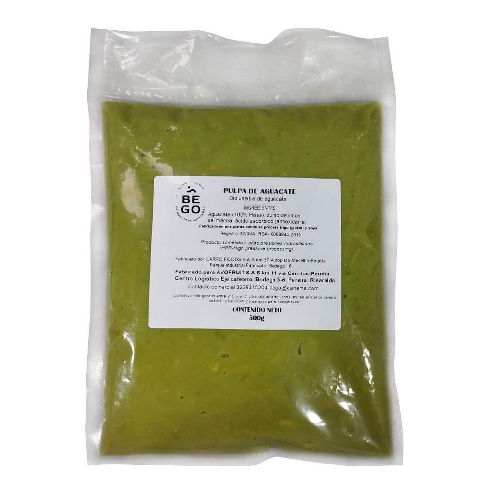 Pulpa de Aguacate BEGO EL MEJOR SABOR DE NUESTRA  (500  gr) img #1