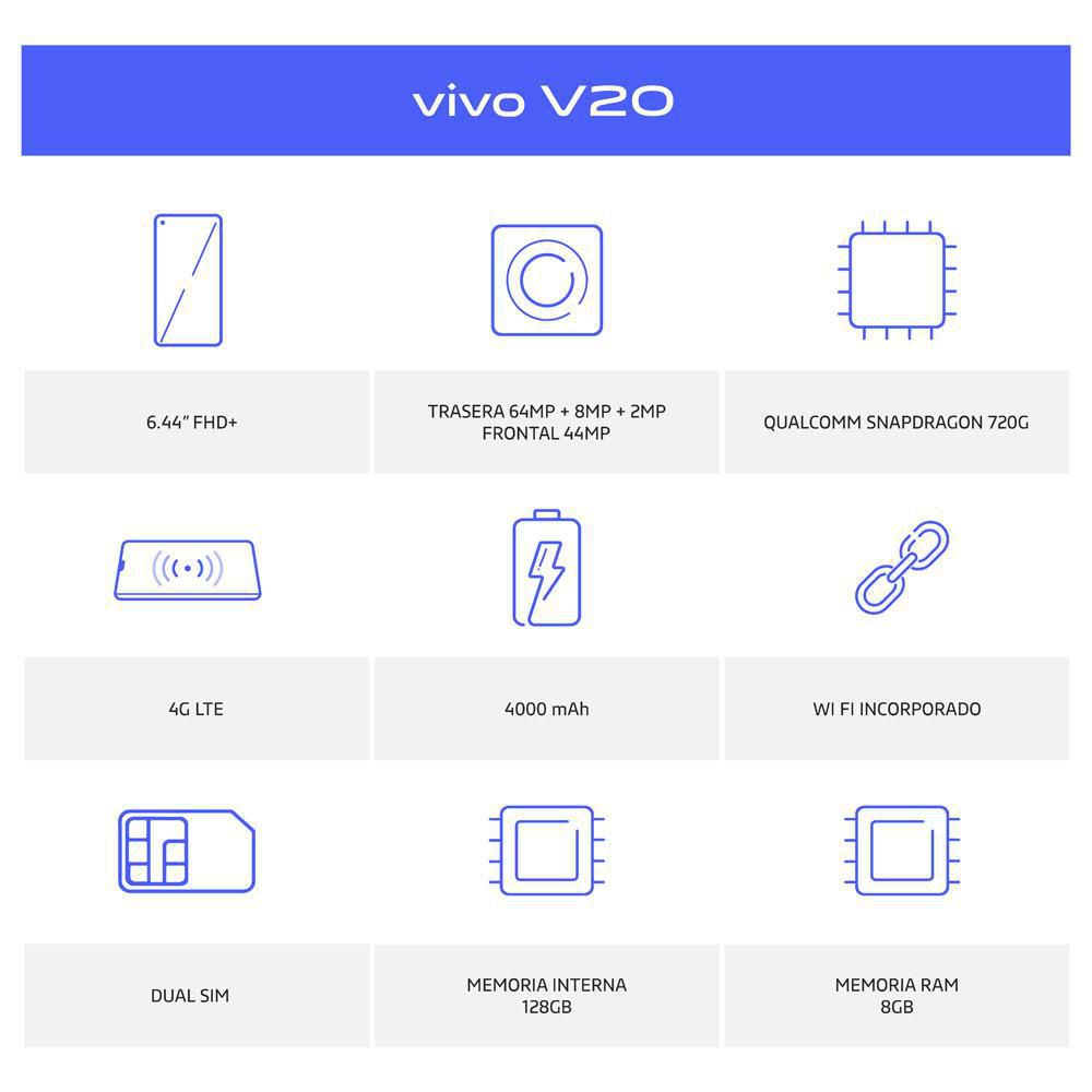 Celular VIVO V20 128 GB 8 GB RAM Negro img #2