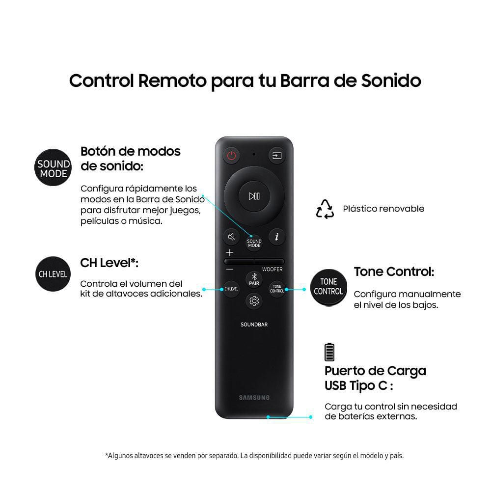 Barra de Sonido SAMSUNG HWS800BZL 330 W 3.1.2 Bluetooth Negra img #6
