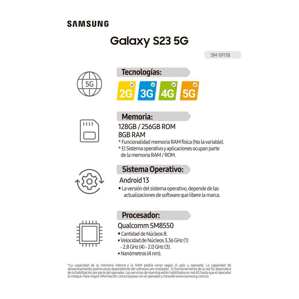 Celular SAMSUNG S23 5G 256 GB 8 GB RAM Negro img #8