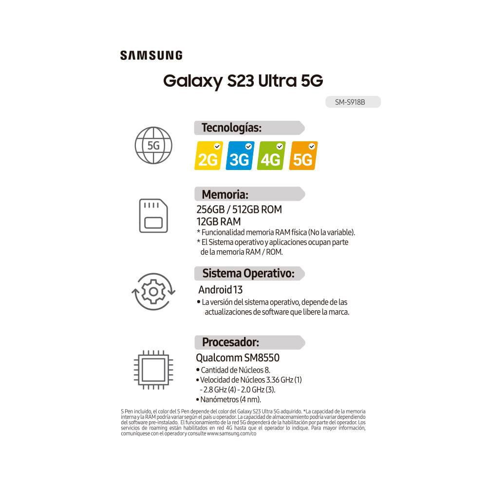 Celular SAMSUNG S23 Ultra 5G 256 GB 12 GB RAM Rosa img #8