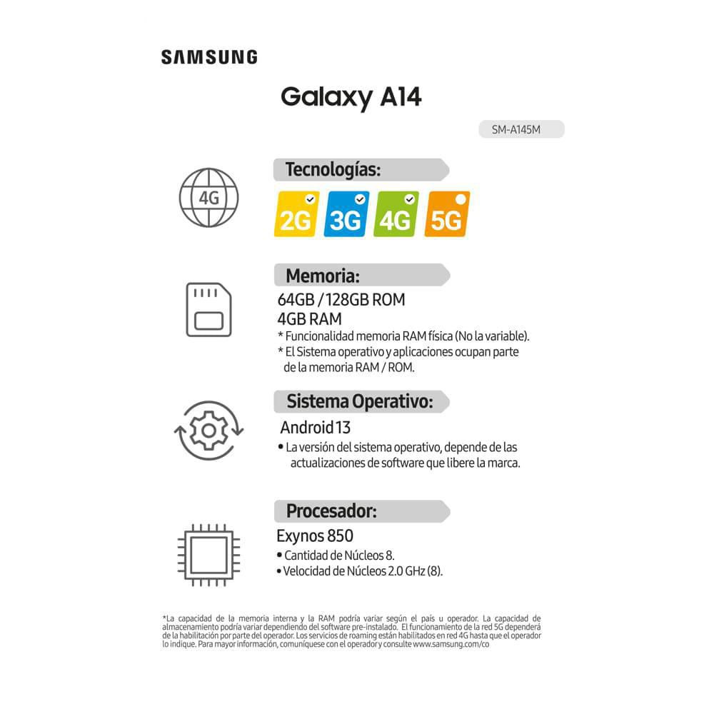 Celular SAMSUNG Galaxy A14 128 GB 4 GB RAM Verde img #8