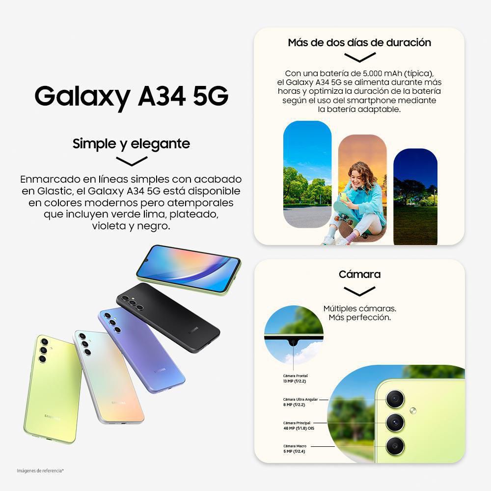Celular SAMSUNG GalaxyA34 5G 128 GB 6 GB RAM Plata + Audifono img #2
