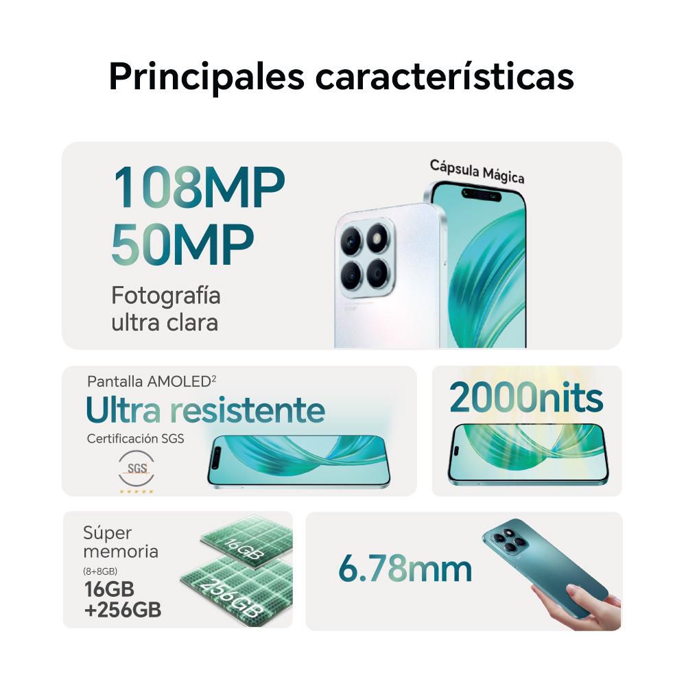 Celular HONOR X8B 256 GB 8 GB RAM Plateado + Audífonos img #7