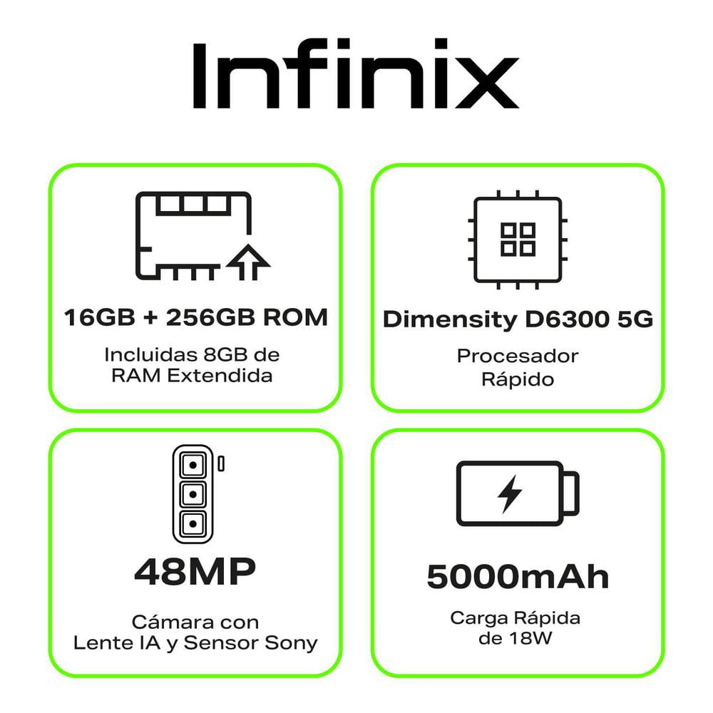 Celular INFINIX HOT 50 5G 256 GB 8 GB RAM Negro img #2