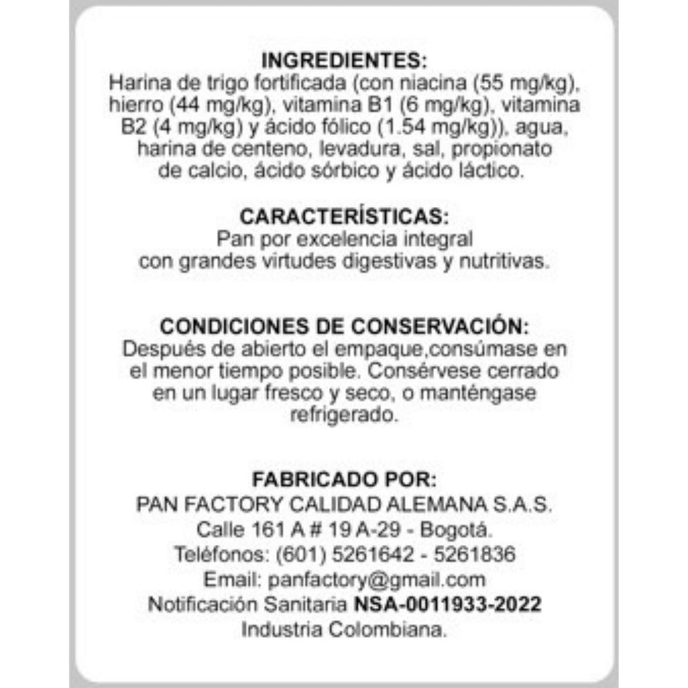 Pan PAN FACTORY de centeno (500  gr) img #2