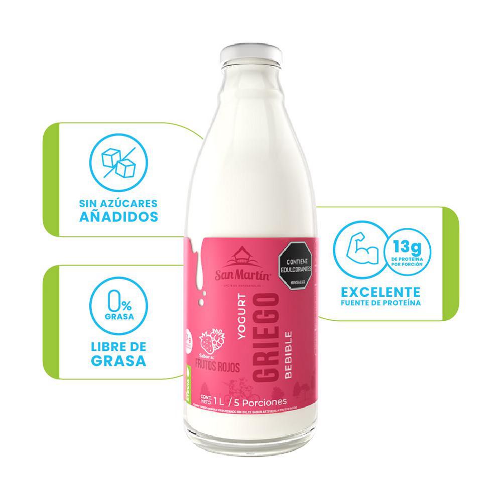 Yogurt griego SAN MARTIN frutos rojos bebible (1000  ml) img #2