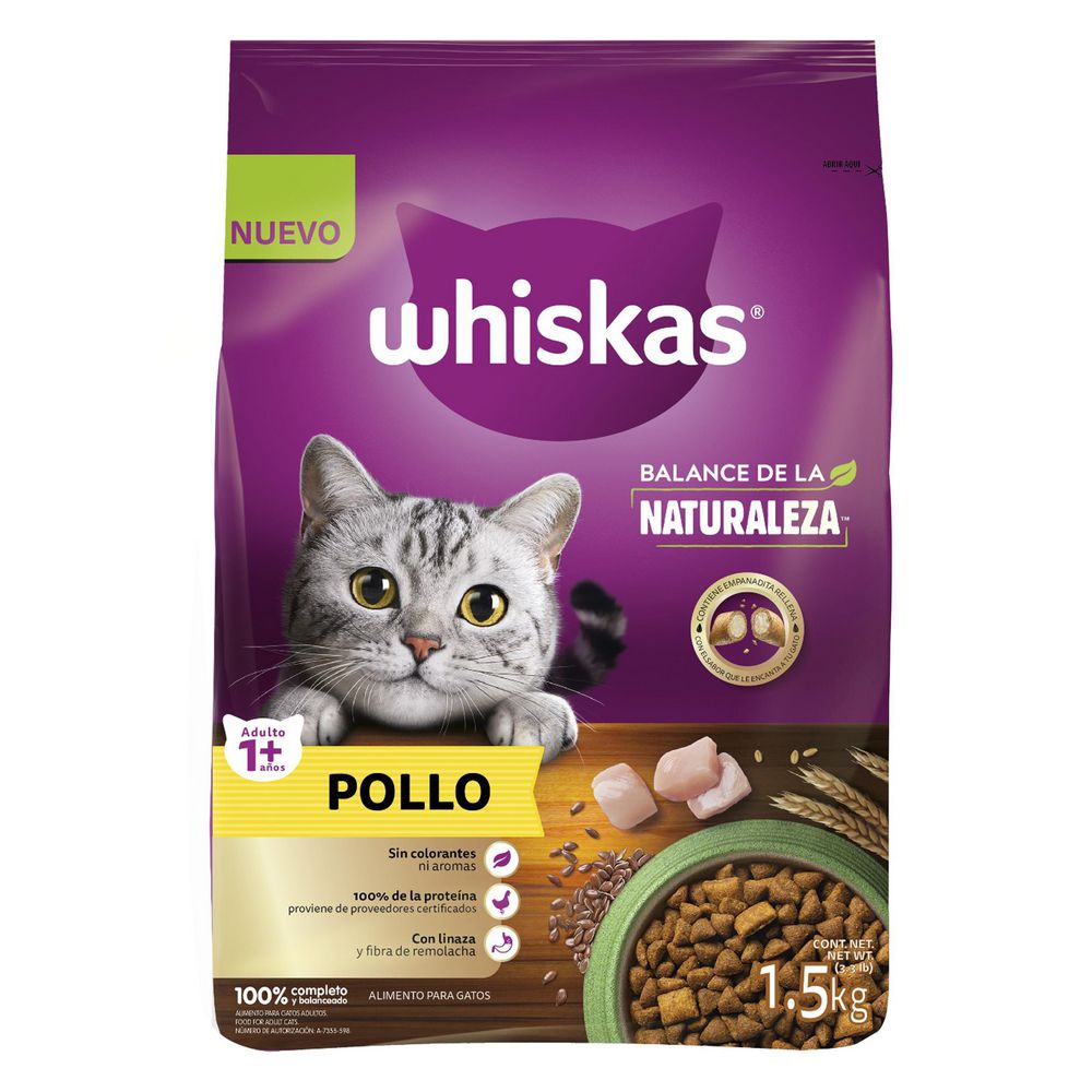 Alimento WHISKAS Seco Gato Adultos Pollo (1500  gr) img #1