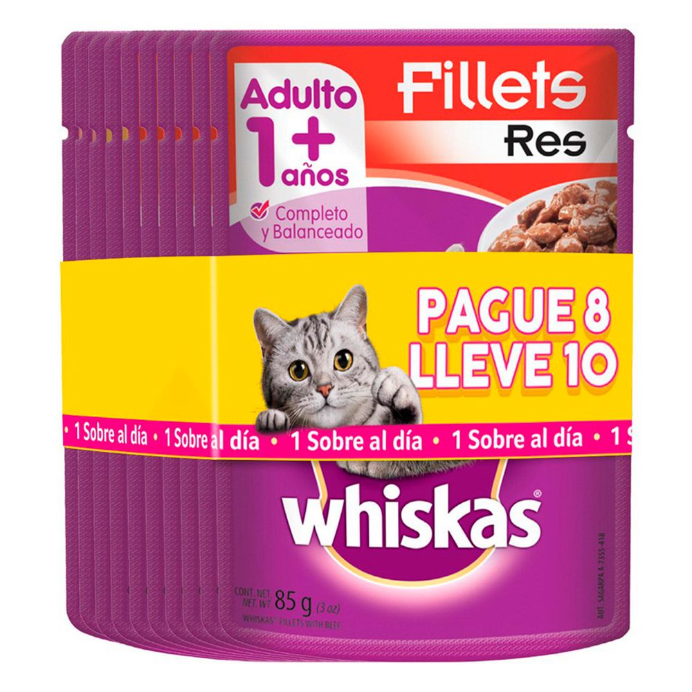 Comida para gatos WHISKAS húmedo filete de res (680  gr) img #1