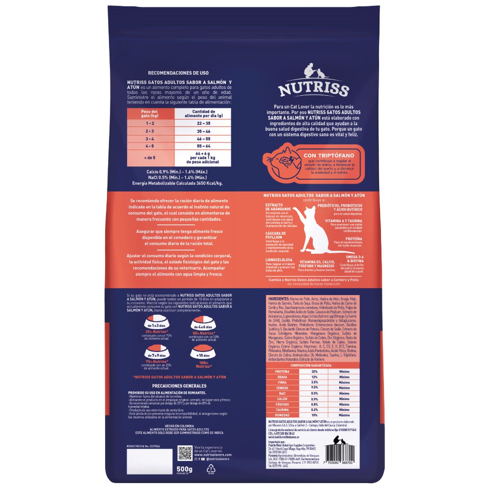 Alimento Gatos NUTRISS Salmón Y Atun (500  gr) img #2