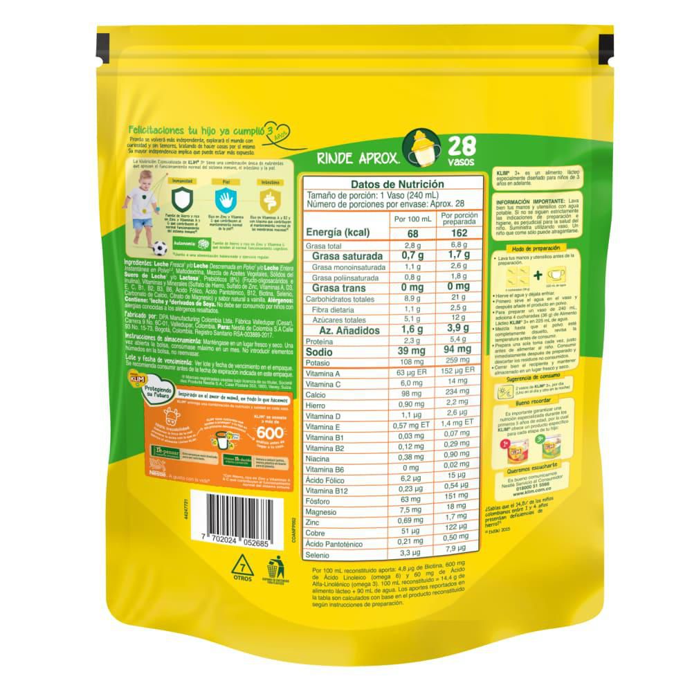 Alimento lácteo KLIM 3+ (1000  gr) img #3