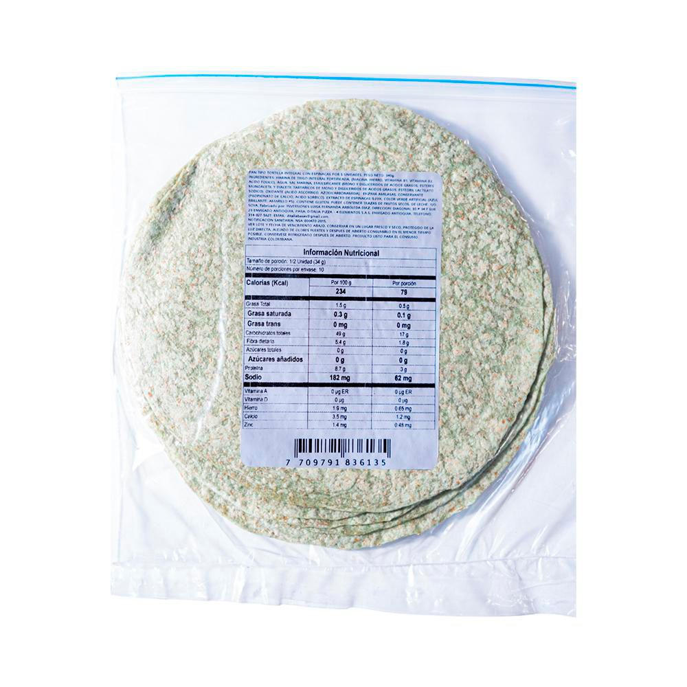 WRAPS TORTILLA ESPINACA D ITALIA 340  gr img #2