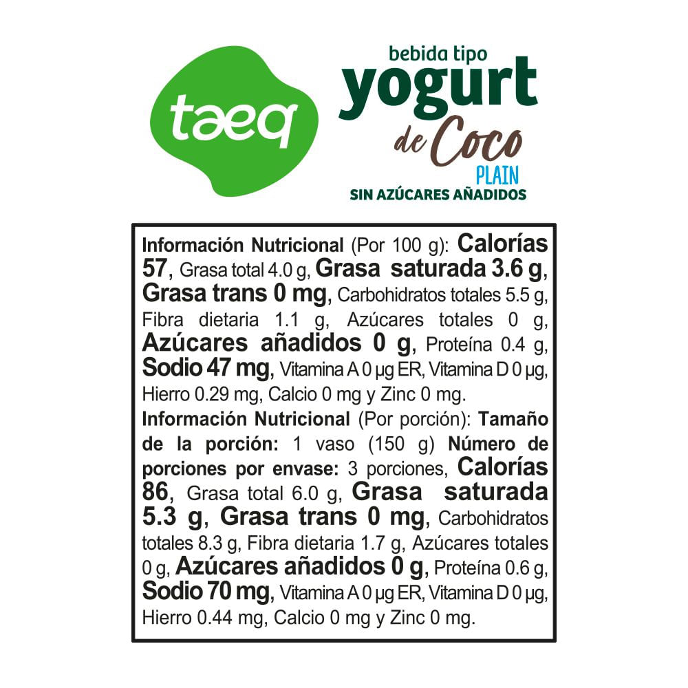 Yogurt TAEQ a base de coco natural (450  gr) img #2