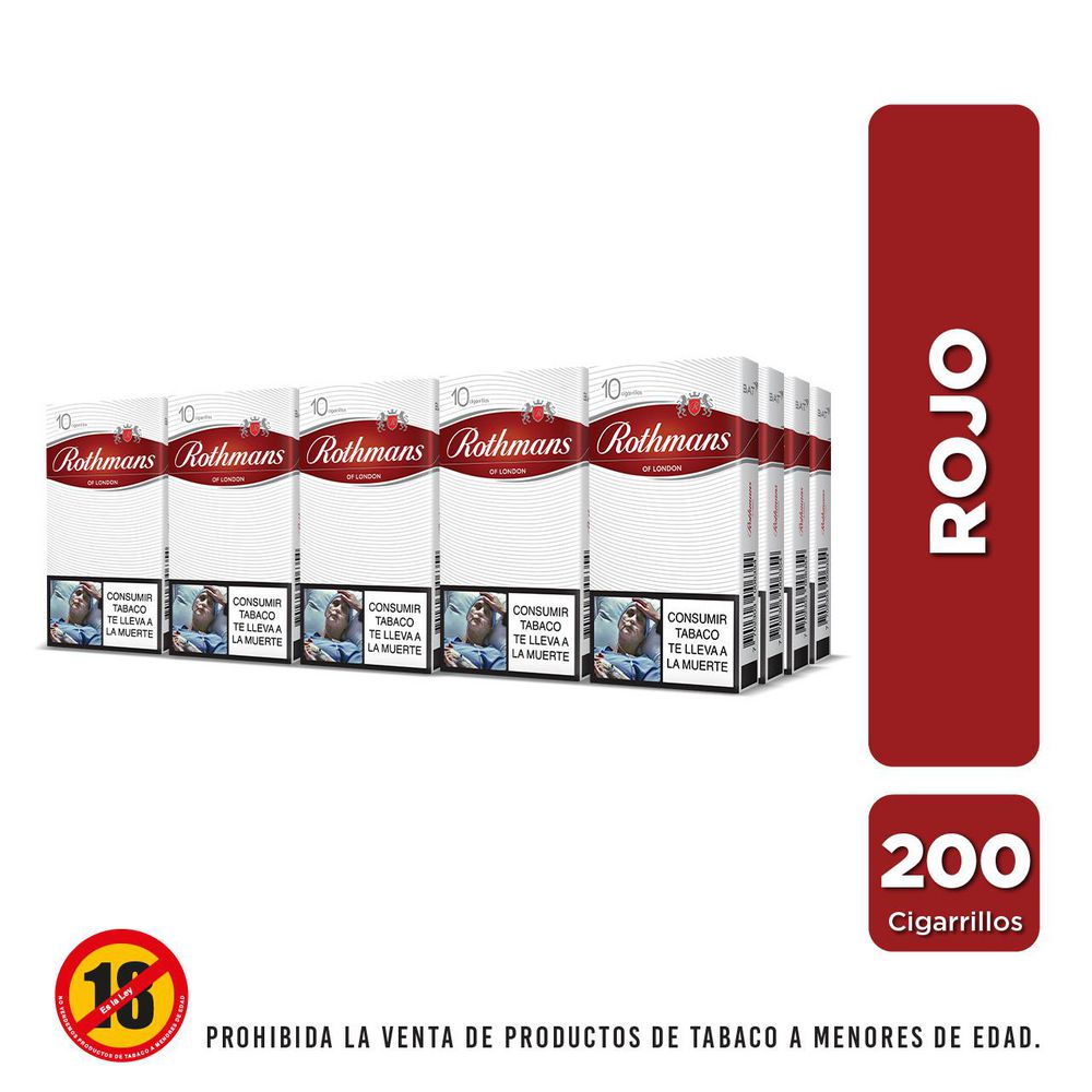 Cigarrillos ROTHMANS rojo cartón media (100  und) img #1