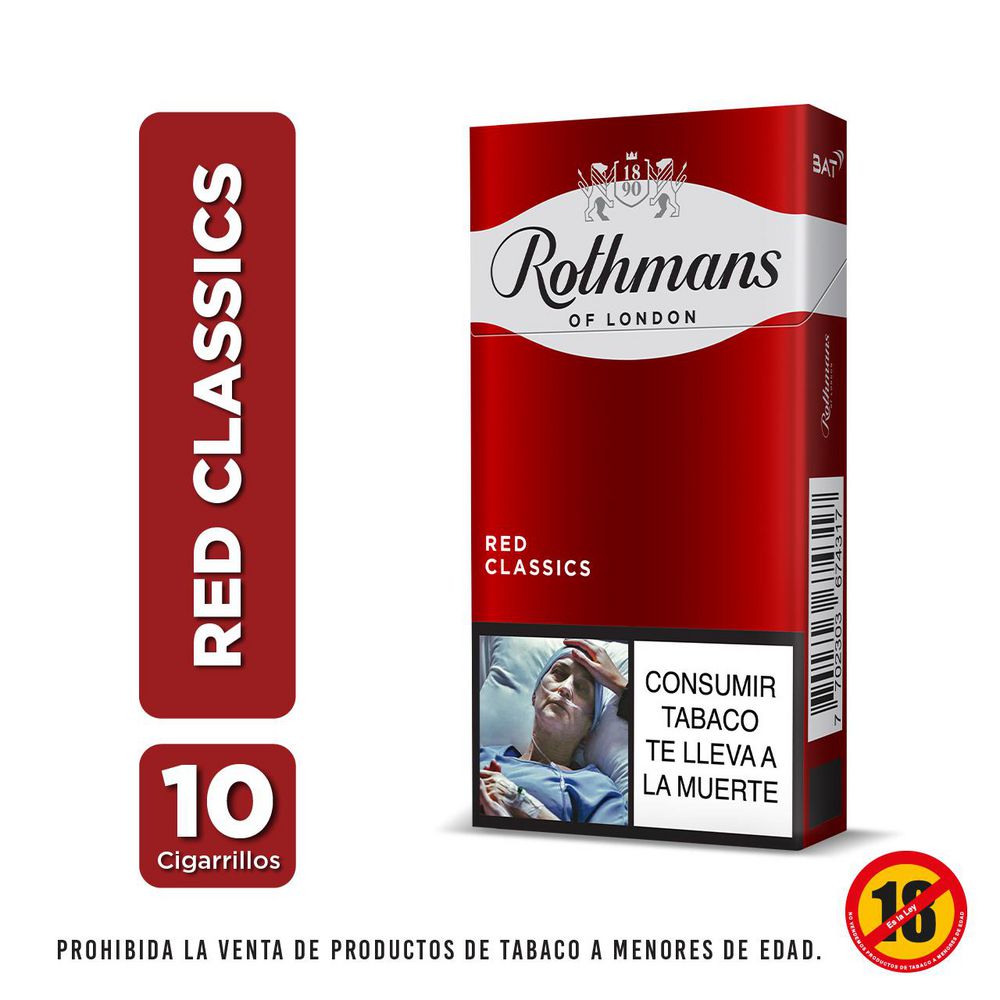 Cigarrillos ROTHMANS classics rojo media cajetilla (10  und) img #1