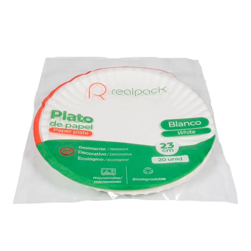 Platos desechables Realpack biodegradables grandes 23 cm img #1