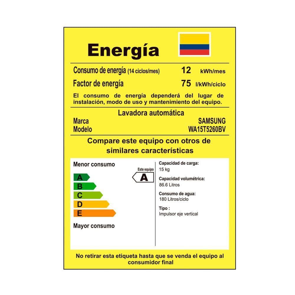 Lavadora SAMSUNG Carga Superior 15 kg (33 lb) WA15T5260B img #8
