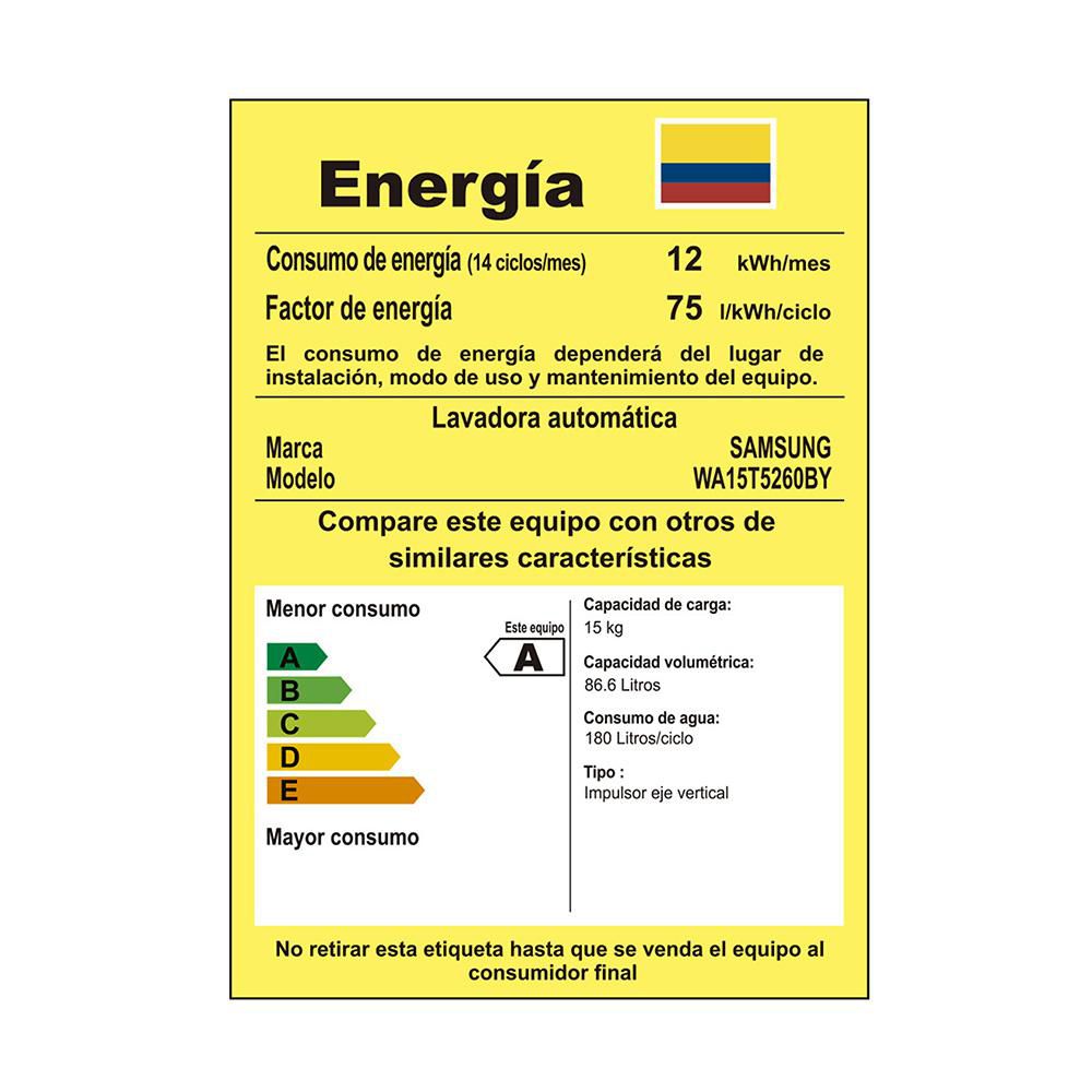 Lavadora SAMSUNG Carga Superior 15 kg (33 lb) WA15T5260B img #8