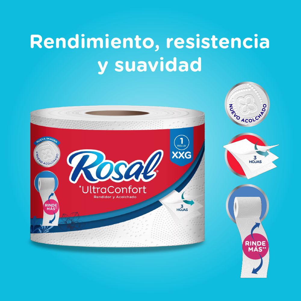 Papel higiénico ROSAL triple hoja rendidor (30  mts) img #3
