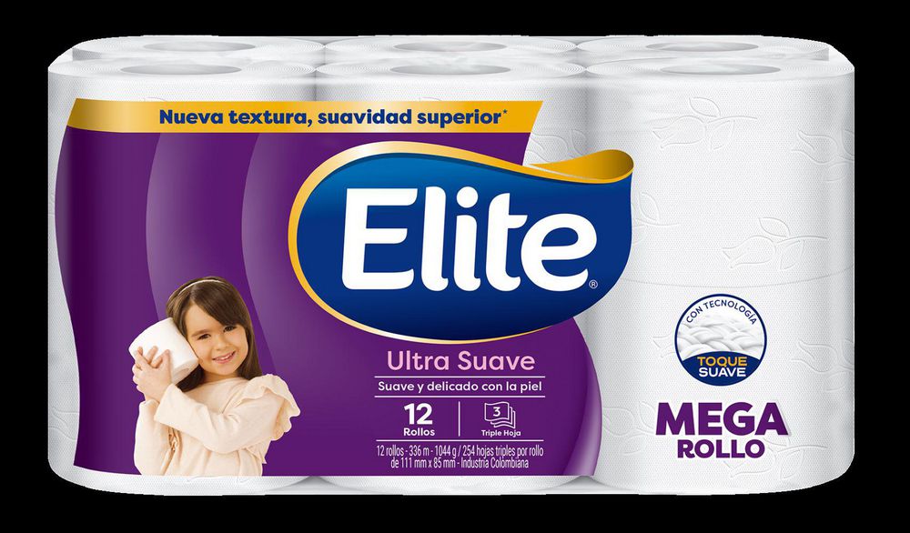 Papel higiénico ELITE ultrasuave mega rollo (12  UNIDAD) img #2