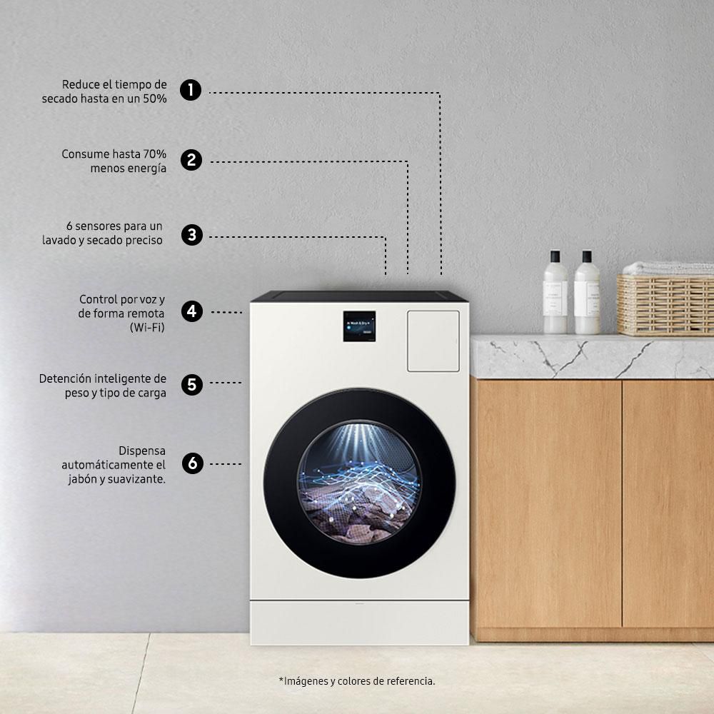 Lavadora secadora SAMSUNG Eléctrica 26 Kg Bespoke AI Laundry Combo WD26FB8690BECO Blanco img #5