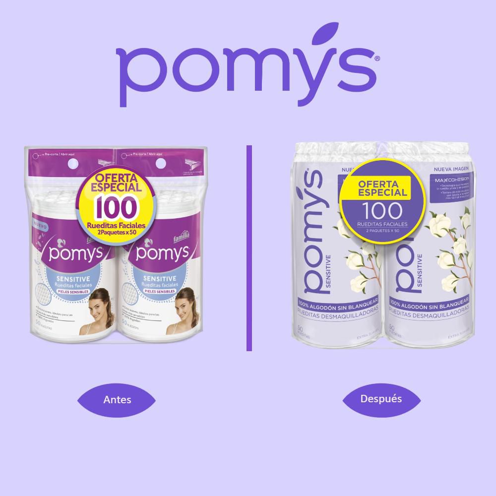 Rueditas desmaquilladoras POMYS faciales sensitive (100  und) img #2