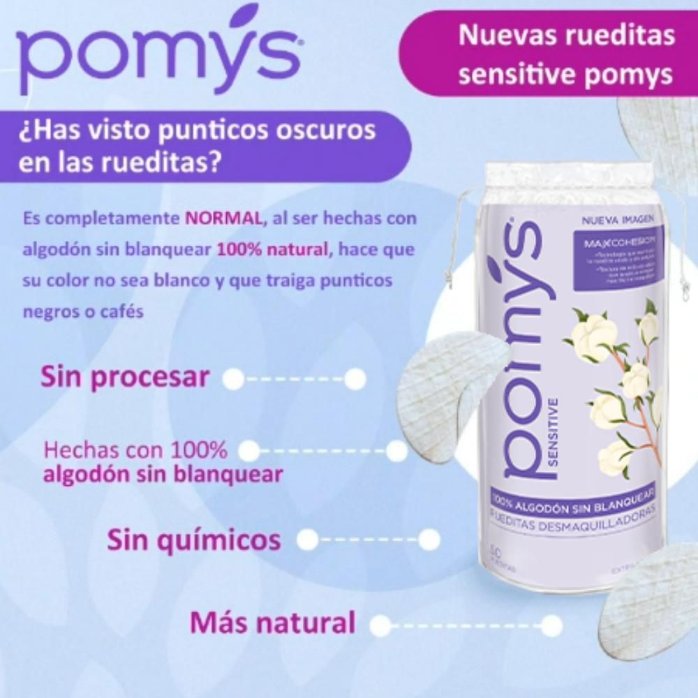 Rueditas desmaquilladoras POMYS faciales sensitive (100  und) img #3