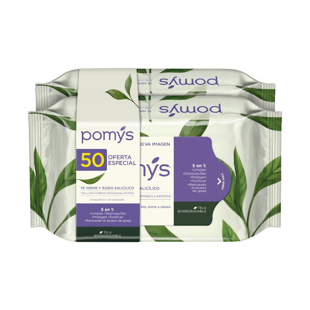 Toallitas desmaquillantes POMYS piel mixta a grasa (50  UNIDAD) img #1