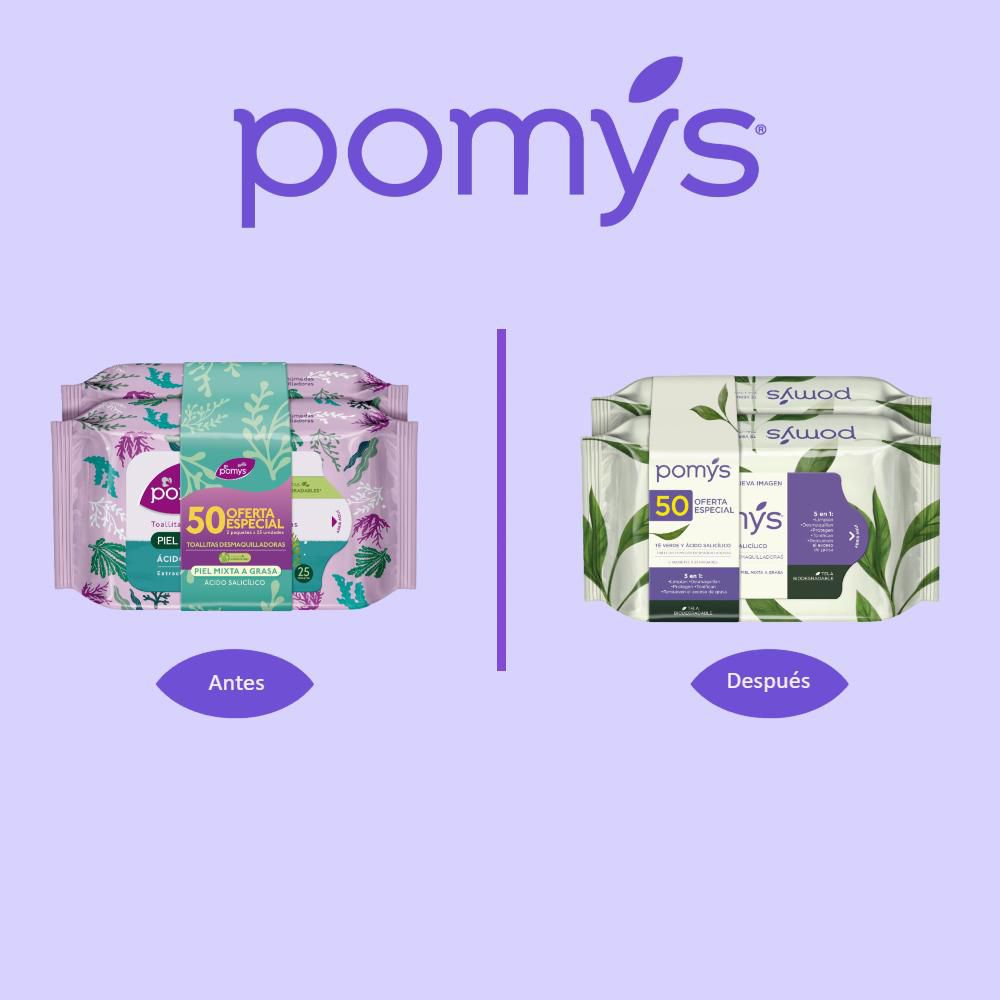 Toallitas desmaquillantes POMYS piel mixta a grasa (50  UNIDAD) img #2