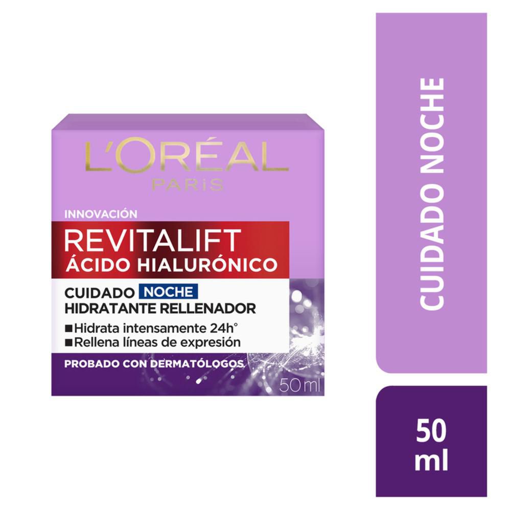 Crema facial LOREAL PARIS noche con ácido hialurónico (50  gr) img #1