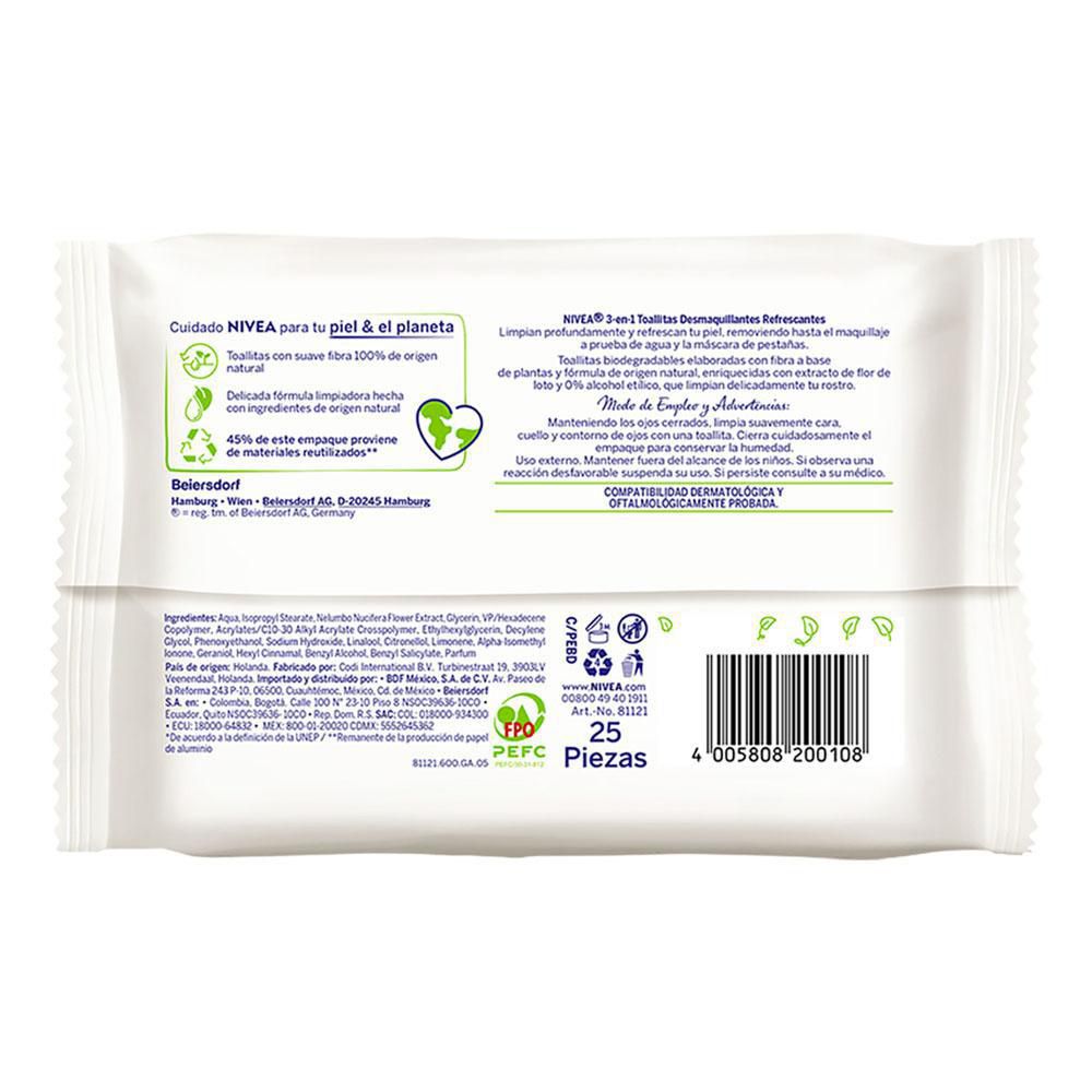Toallitas desmaquillantes NIVEA refrescantes piel normal (25  und) img #7