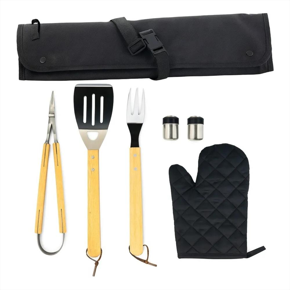 Kit Para Asados 7 Piezas Utensilios Para Parrillada Con Delantal img #2