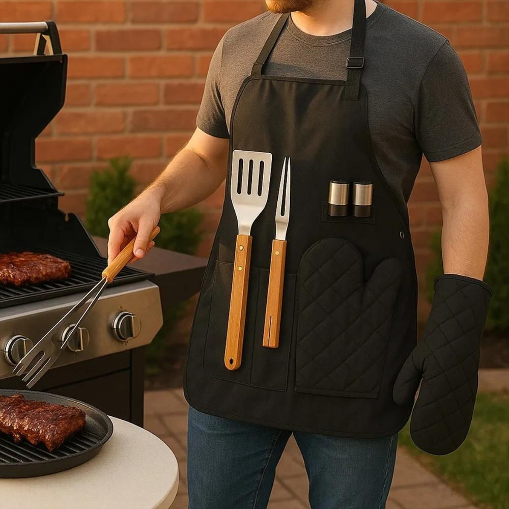 Kit Para Asados 7 Piezas Utensilios Para Parrillada Con Delantal img #5