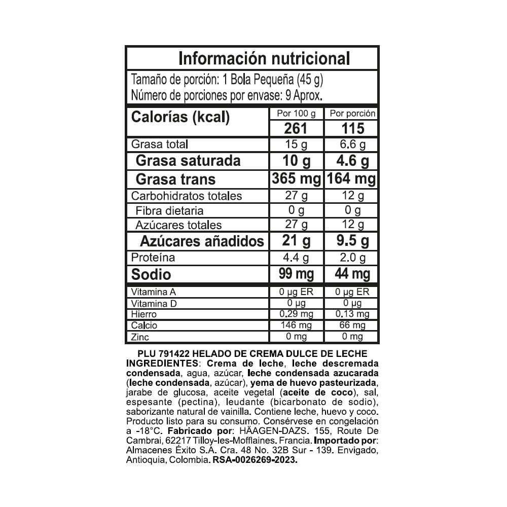 Helado HAAGENDAZS MARCA EXCLUSIVA dulce de leche (415  gr) img #2